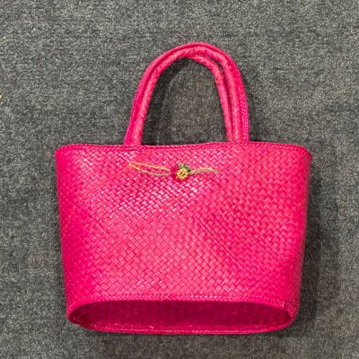 Pink Wicker Tote Bag (front)